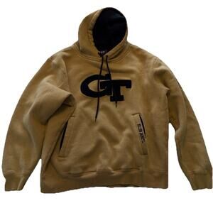 Vintage Gold Georgia Tech Yellow Jacket Logo Hoodie Sweatshirt Medium Read